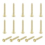 QUARKZMAN 15 Stück Messing Schrauben M4 x 35mm Massiver Schlitz Rundkopf Holzschrauben Befestigungselemente Für Möbelreparatur Bilderrahmen Trockenbau Haushaltsgeräte Gold