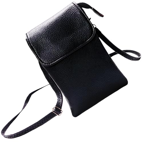 JNTMIKUN Handytasche zum Unhängen Damen, Handytasche mit Verstellbarem Taschengurt Kleine Handy Umhängetasche Schwarz Crossbody Bag
