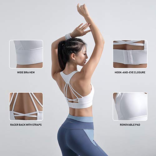 pedkit Sutiã esportivo feminino com alças nas costas com fecho de gancho e ocular removível acolchoa