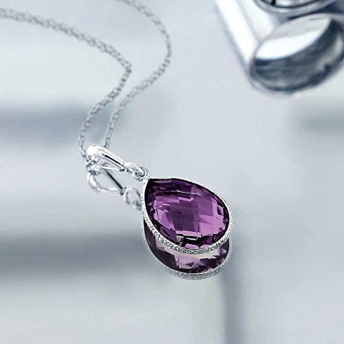 Gem Stone King 6.50 Cttw Amethyst Teardrop Pendant Necklace For Women | 925 Sterling Silver | Pear Shape 16X12MM | Gemstone Birthstone | With 18 Inch Silver Chain4