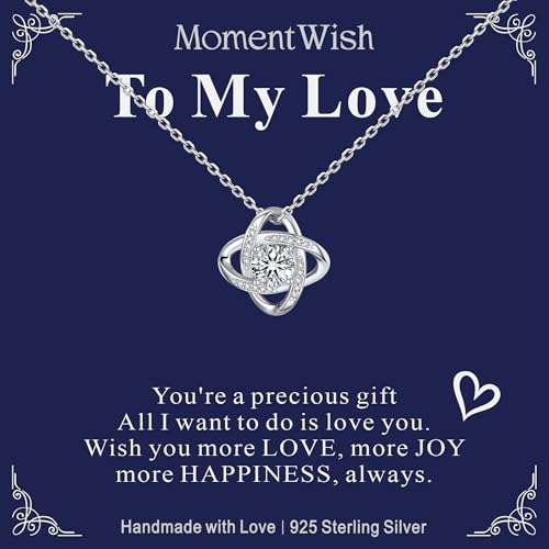 MomentWish MomentWish Heart Necklace for Women, 1 Carat Simulated Moissanite Necklace for Her 925 Sterling Silver Halo Pendant Anniversary Valentine's Day Birthday Gifts for Mom Wife Girlfriend-Heart