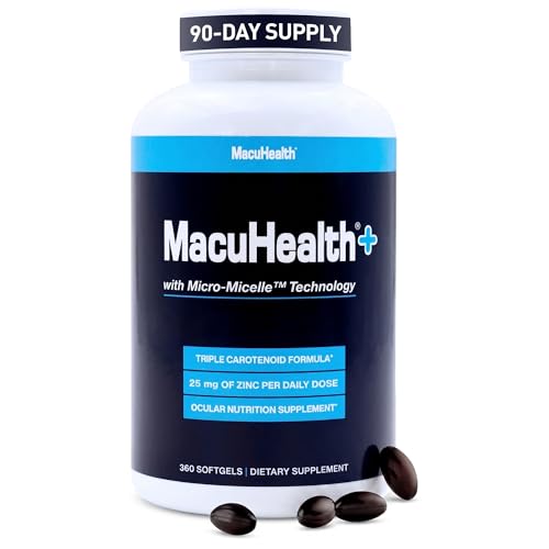 MacuHealth Plus+ Eye Vitamins Supplement for Adults - 90 Day Supply with Lutein Zeaxanthin and Meso-Zeaxanthin - Unflavored Vitamin for Eyes