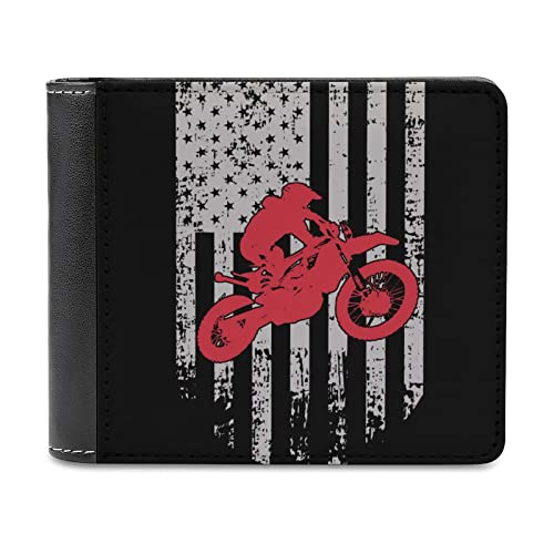 USA Flag Motocross Dirtbike Wallets for Men and Women PU Leather Slim Bifold Wallet ​with Credit Card Pockets4