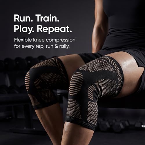 Image of Frido Sports Knee Cap Support for Men & Women | Compression Knee Brace for Gym, Running, Workouts & Knee Pain Relief | Anti-Slip, Breathable Knee Support Sleeve | 1 Pair | Size - M