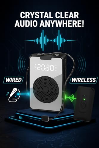 Image of Cason Wireless Voice Amplifier for Teachers with Mic for Teaching in Classroom with FM Radio & Magnetic Lavalier,16H Battery, Bluetooth Collar Mic with Speaker for Tour Guides, Meetings