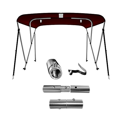 image for MSC Standard 3 Bow Bimini Boat Top Cover with Rear Support Pole and St