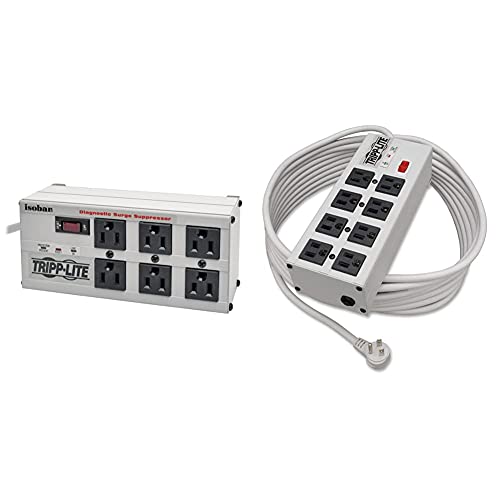 Tripp Lite Ch-9101012-Natripp Lite Isobar 6 Outlet Surge Protector Power Strip, 6Ft. Cord & Tripp Lite Isobar 8 Outlet Surge Protector Power Strip, 25Ft Long Cord, Gray #TOP20