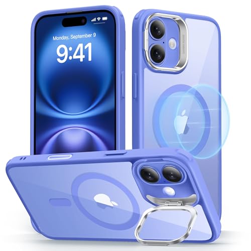 Image of ESR for iPhone 14 Pro Max Case, Compatible with MagSafe, Built-in Camera Ring Stand, Military-Grade Protection, Magnetic Phone Case for iPhone 14 Pro Max, Classic Kickstand Case (HaloLock), Clear Blue