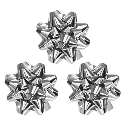 Motos, Apparel Moño de Estrella Armado Color Plata Fantasias Miguel Moños para Regalo 14 Febrero Navidad Cumpleaños 10 de Mayo Moño Decorativo Moño Grande 9 cm diametro...