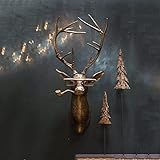 Produktgröße: Diese Tierkopf-Skulptur ist ca. 40 x 26 cm, die Kopfgröße ist ca. 20 x 13 cm, und das Geweih ist ca. 20 x 5 cm. Geeignet für jede Wand oder jeden Raum.