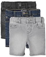 The Children's Place Baby Boys' and Toddler Denim 5-Pocket Shorts, Stretch Light Wash 3-Pack, 9-12 Months