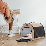 Petsfit Hundebox faltbar für kleine Hunde Katzen, tragbare & Atmungsaktive Hundebox für Zuhause mit Gewölbtem Design, Zimmerkennel Hund Hundeschlafbox mit Anti-Offener Reißverschluss und Plüschkissen