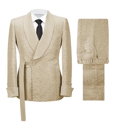 Men's Floral Suit 2 Piece Jacquard Suits for Men Double Breasted Suits Shawl Lapel Tux for Wedding4