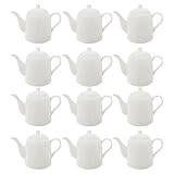 Soro Essentials- 35 oz Ceramic Teapot with Knob Lid Pearl White Color Set of 12- Tea Maker Tea Brewer Teapot Blooming Tea Infuser for Tea Party Home Kitchen and Restaurants