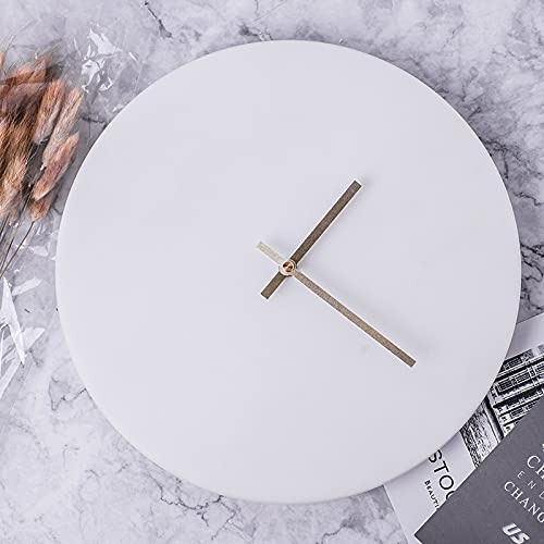BLISS VIE Marble clock, wall/table clock decorative elegant design for bedroom study room office (White-round)
