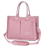 Canvas Tote Bag for Women,Large Totes Bags with Pockets,Work Laptop Bags Purses Crossbody Messenger Handbag with Compartments,Everything Handbag Purse for Travel Nurse College Gift,2 Sizes