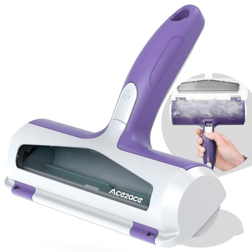 Image of ACE2ACE Pet Hair Remover Roller, Reusable Animal Hair Removal Brush for Dogs and Cats, Self Clean Pet Roller for Carpet, Furniture, Rugs, Laundry, Clothes and Bedding, Sofa, TranslucentPurple