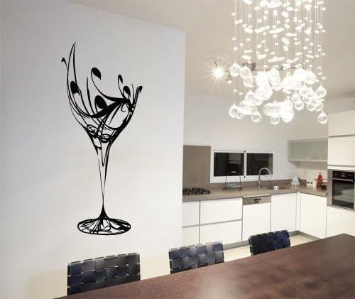 Newsee Decals TGSIK DIY Black Abstract Elegant Wine Glass Wall Decal Kitchen Home Sticker Removable Vinyl Kitchen Decoration