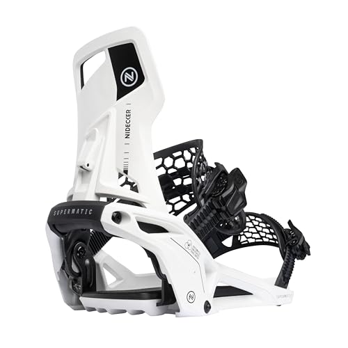 Nidecker Supermatic Snowboard First Universal, Dual-Entry, Automatic Binding - Comfortable and Reliable as a Regular Two-Strap Binding - Genuine Game Changer with its Drop in tech - White