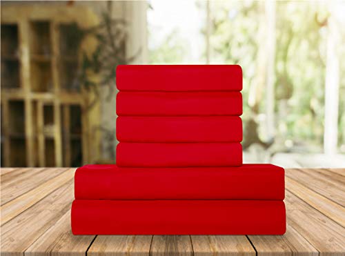 Elegant Comfort Draps luxe microfibre 6 pcs, Full rouge