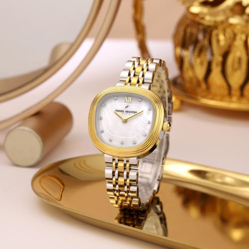 Image of Daniel Hechter Paris Collection Analog Watch for Women with Cushion Dial, Crystal Hour Markers, Roman Numeral at 12 o'Clock and Stainless Steel Strap - DHW2030