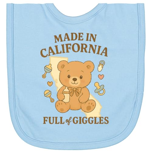inktastic Made in California Full Of Giggles Teddy Bear Newborn Bib