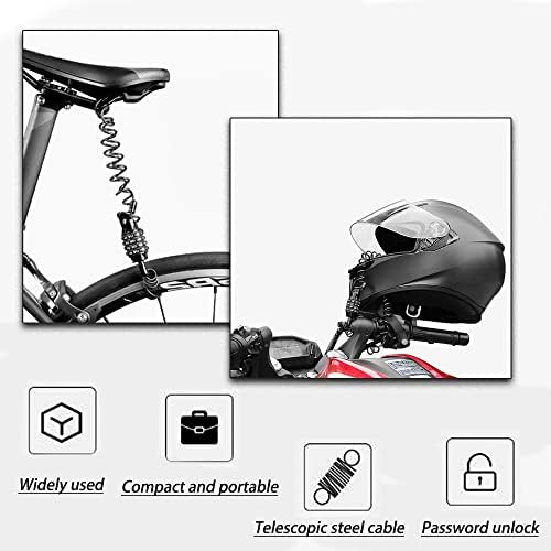 DFsucces 1 PCS Motorcycle Helmet Lock Bicycle Combination Lock 150 CM Portable Wire Lock Mountain Bike Helmet Combination Lock