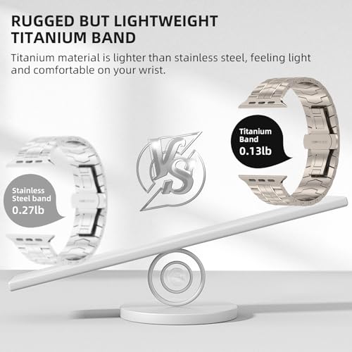 Naiqisi Titanium Band Compatible With Apple Watch Ultra 2 Band 49mm, Upgrade Scratch Resistant Titanium Straps for Apple Watch 45mm Band - Mens Luxury Titanium Band for Apple Watch Band 44mm 42mm