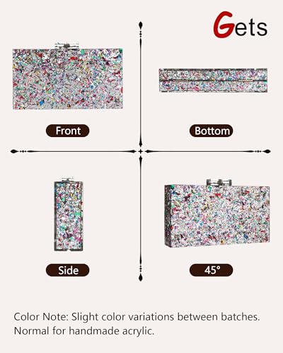 Image of Gets Acrylic Purses and Handbags for Women Multicolor Perspex Geometric Patterns Box Clutch Banquet Evening Crossbody Handbag