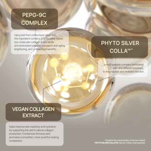 9 wishes 9wishes Vegan Collagen Ampule - Multi-Peptide Face Serum with Copper Peptide & Collagen for Firming, Plumping & Skin Elasticity, Korean Skincare - 30ml /1 .01 fl.oz