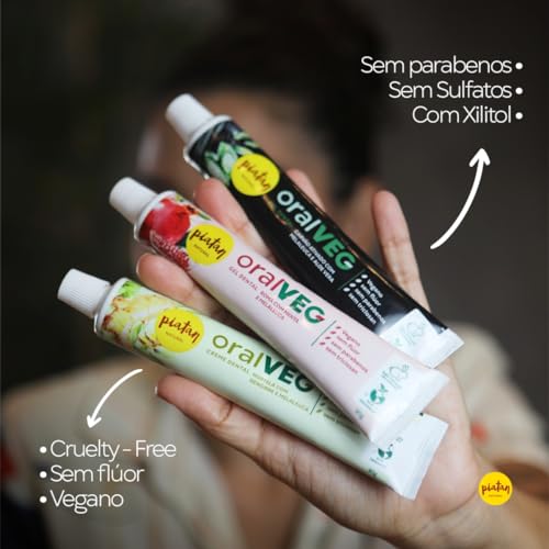 Piatan Creme Dental em Gel Natural e Vegano de Hortelã com Gengibre e Melaleuca Sem Flúor 90g Sem Pa