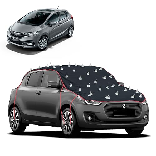 Image of Dog Protection Spike Car Cover for Honda Jazz Bonnet to Roof Easy Installation with 4 Elastic Hook Strap | Anti-Scratch Soft Cotton Inner | Complete Protection from Street Dogs & Monkeys