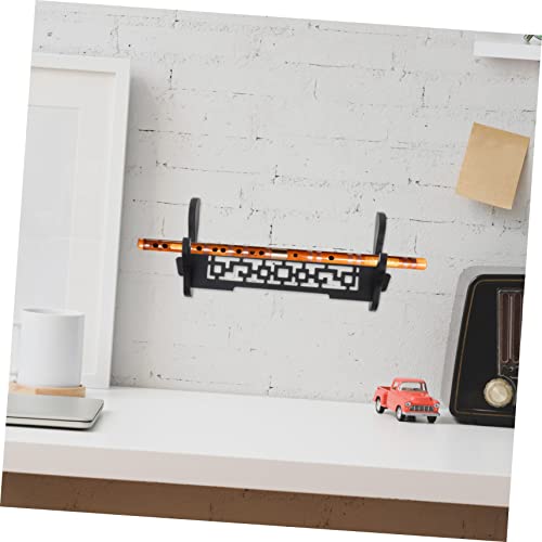 Showeroro Wall Mounted Sword Bracket Black Storage Shelves Chinese Flute Black Wall Shelves Wall Flute Hanger Katana Model Stand Martial Arts Swords Rack Wall Mount Flute Rack Flute Holder #TOP5