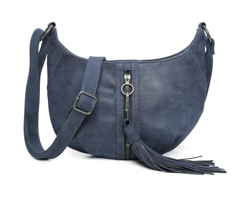 Sac à épaule bandoulière Vintage Race02 Hobo bleu véritable style rétro