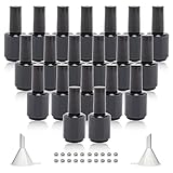 Agidea Botellas vacías de esmalte de uñas de gel, botellas vacías de 0.5 onzas líquidas con cepillo, botellas redondas opacas rellenables para esmalte de uñas, seguras para rayos UV, con bolas