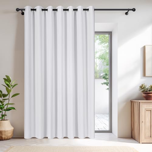 NICETOWN 100% Blackout Curtains & Drapes - Total Privacy Thermal Efficiency Backdrop for Bedroom Room Divider Vertical Blind Living Room Patio Sliding Glass Door, Wide 100 x Long 84 inch, Pure White