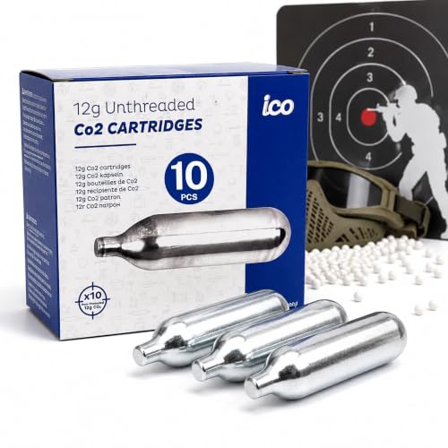Cartouche Co2 12g Non-Filetées, Lot de 10, pour Équipement Airsoft Co2
