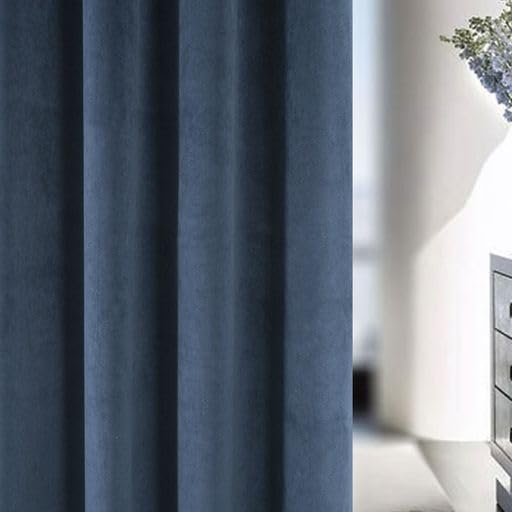 Enhanced Living Velvet Navy Thermal 100% Blackout Door Curtain Panel with Tape Top, 66 x 84 Inch (168 x 214cm)