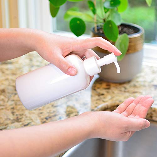 Youngever 6 Pack Plastic Pump Bottles 12 Ounce, Refillable Plastic Pump Bottles with Travel Lock (White)4