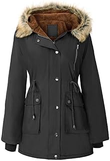 Womens Hooded Warm Winter Thicken Fleece Lined Parkas Long Coats Plus Black XXL