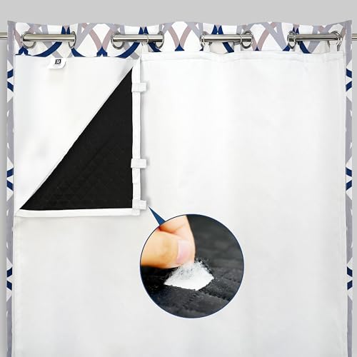 DriftAway Soundproof Quilted Curtain Liner Grayish White