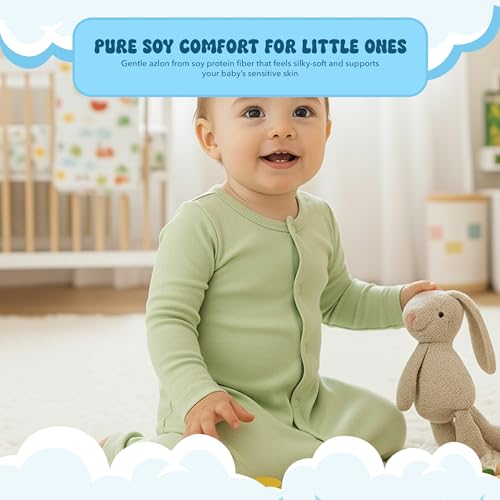 Image of Babysoy Unisex Baby Long Sleeve Gown Sleep Sack, Ultra Soft Nightgown, Newborn Reversible Mittens