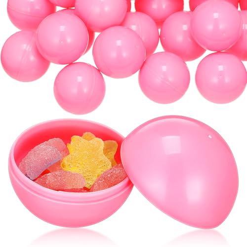 Cabilock 25pcs Pink Raffle Balls 1.57 Inch PVC Openable Capsule Number Bingo Game Cage Ball Prize Gumballs for Party Games, Vending Machine, and Decorations, Pink