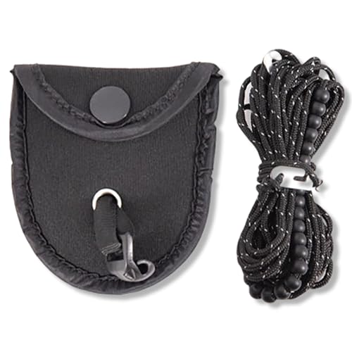 Extendable Camping Washing Line, Portable 3.5 m Travel Holiday Outdoor Laundry Cord, Reflective Double Line with Beads, for Travel, Vanlife, Laundry Room, Garden, Caravan and Balcony. (Black)