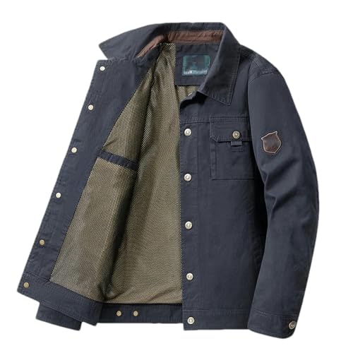 Men Spring Autumn Casual Breathable Windbreaker Military Stand Collar Work Jacket