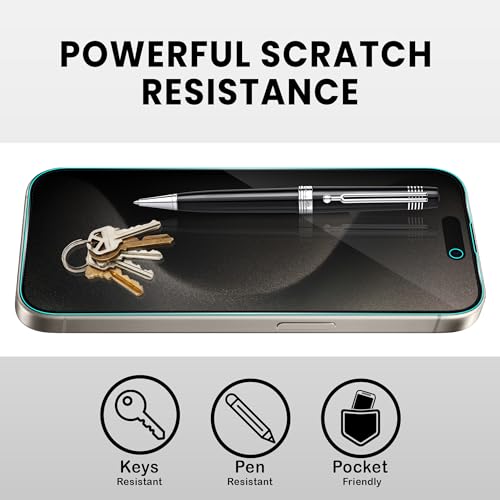 Image of ArmourPro Privacy Tempered Glass for iPhone 15 Pro, Anti Spy Anti Peeping Screen Protector, Edge-to-Edge Full Coverage, 9H Hardness with Cable Protector | Black
