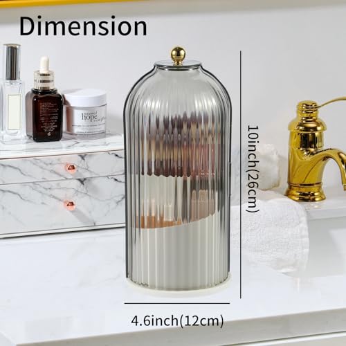 VacFreKep Makeup Brush Holder Organizer with Lid,360 Rotating Clear Dust Proof Makeup Brushes Organizer for Vanity Desktop Bathroom Countertop - Image 3
