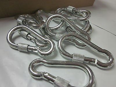 ~10pc~ 4" x 13/32" STEEL SCREW LOCK CARABINER SPRING SNAP CLIP SAFETY HOOK LINK