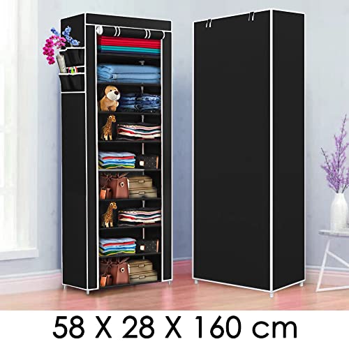 Image of COROID Digital Printed Multipurpose 6 Shelve Wardrobe,Foldable,Collapsible Fabric Wardrobe Organizer for Clothes Drawers Portable Wardrobe Clothing Space Saving Wardrobe (9-Layer, NavyBlue)