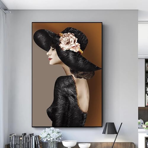 Pintura en lienzo abstracta de mujer moderna decoración de pared premium sin marco